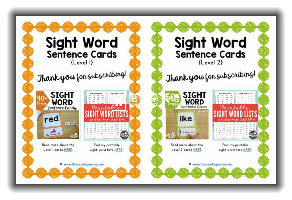 Sight Word Sentence Cards 图片1