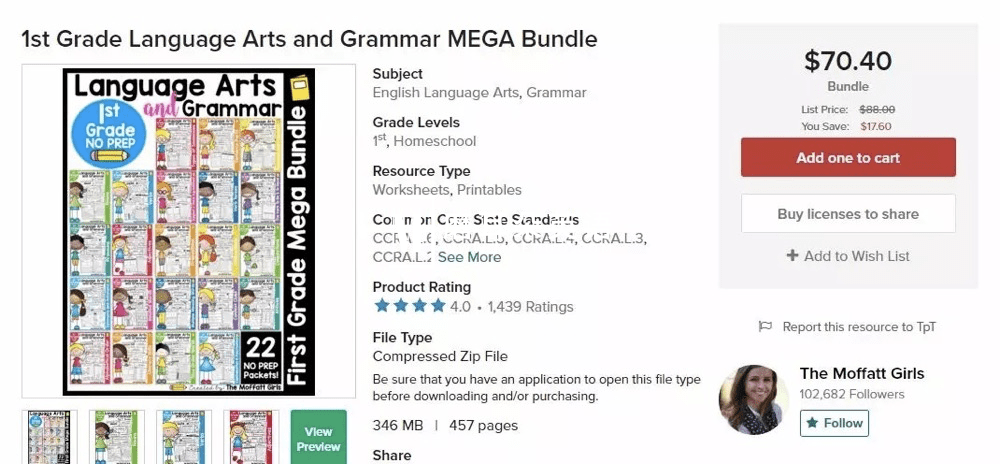 1st Grade Language Arts and Grammar MEGA Bundle 2nd Grade Language Arts and Grammar BUNDLE 图片5