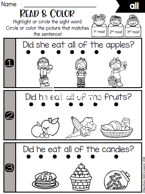 Sight Word Fluency Read and Color 图片9